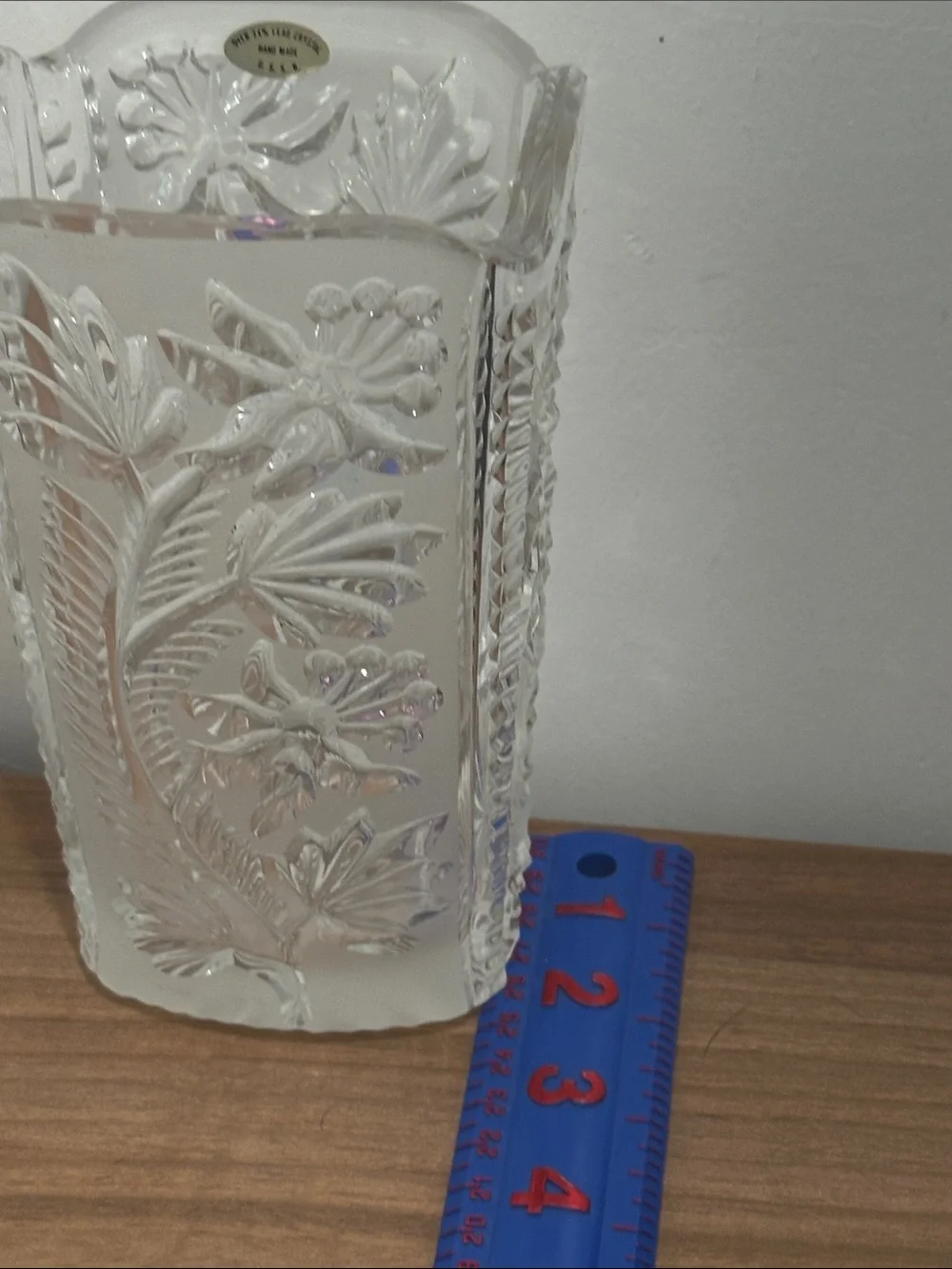 Vintage USSR 24% Lead Crystal Vase Cut Glass Elegant Botanical Floral Vase